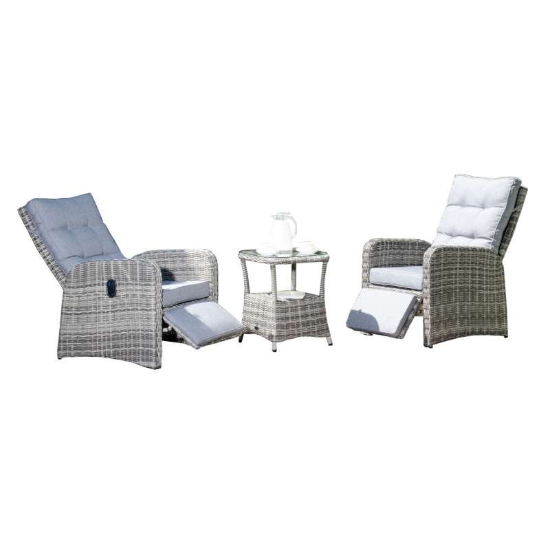 SunnySmart 3-teilige Garten-Relax-Sitzgruppe Allianz Aluminium mit Kunststoffgeflecht vintage-taupe