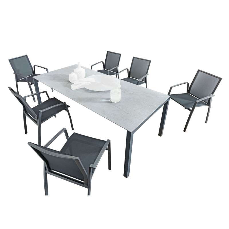 SIT Mobilia 7-tlg Sitzgruppe Etna/Argentina Alu anthrazit/Dekton 210x95 cm