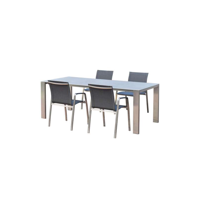 SIT Mobilia 5-teilige Sitzgruppe Olympia Oslo & Tinto Edelstahl Tisch 160x95 cm mit 4 Stühlen