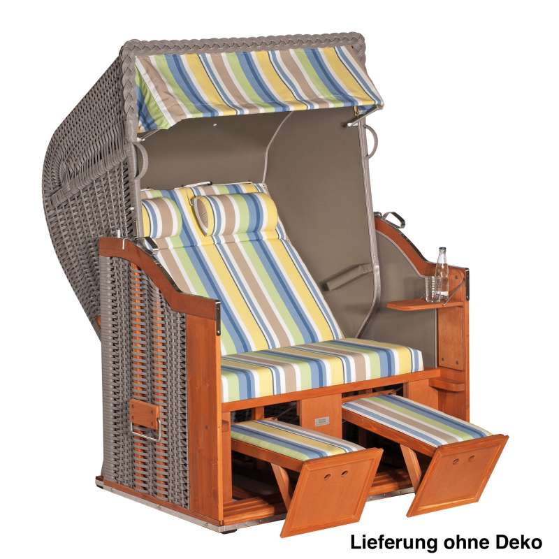 Sonnenpartner Strandkorb Classic 2 Sitzer Halbliegemodell inkl Ausstattung taupe