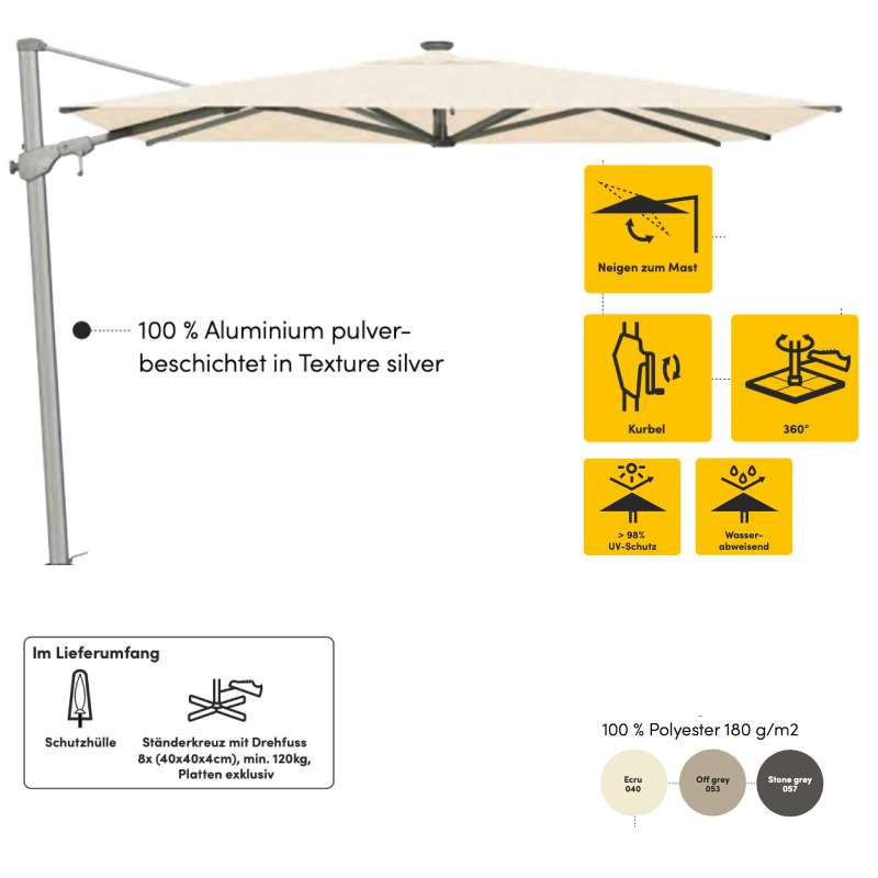 Sonnenschirm SUNCOMFORT® by Glatz Varioflex 330 x 270 cm in 3 Farbvarianten