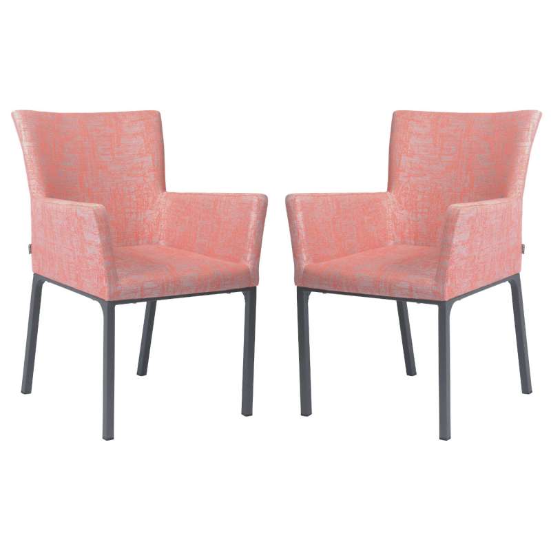 Stern 2er-Set Dining-Sessel Artus Aluminium anthrazit/ Outdoorstoff koralle seidengrau Loungesessel