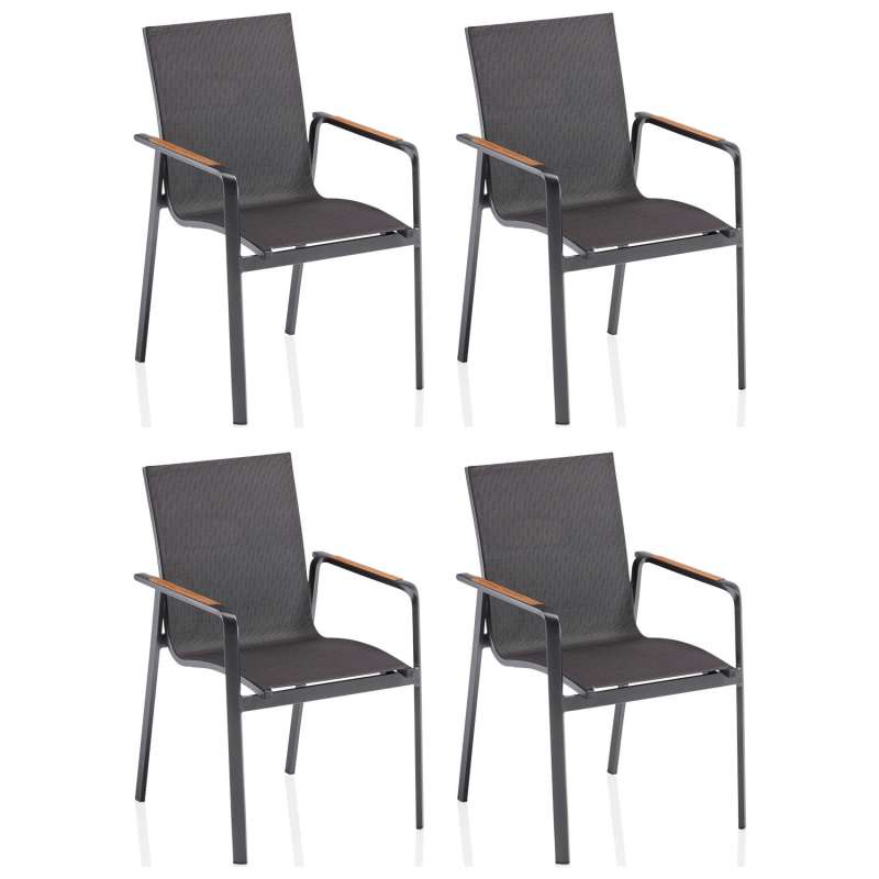 Kettler 4x Stapelsessel Diamond Alu anthrazit/charcoal Stapelstuhl 57,5x62x90 cm