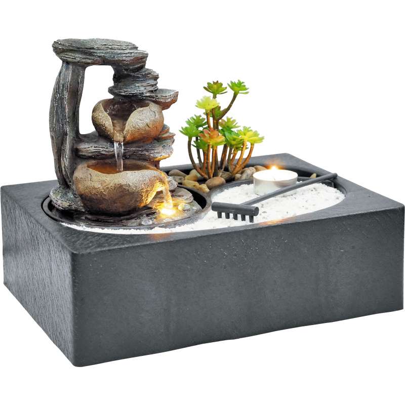 Granimex Xingbei Raumbrunnen inkl. Pumpe und LED-Beleuchtung Wasserspiel 29x21x25 cm