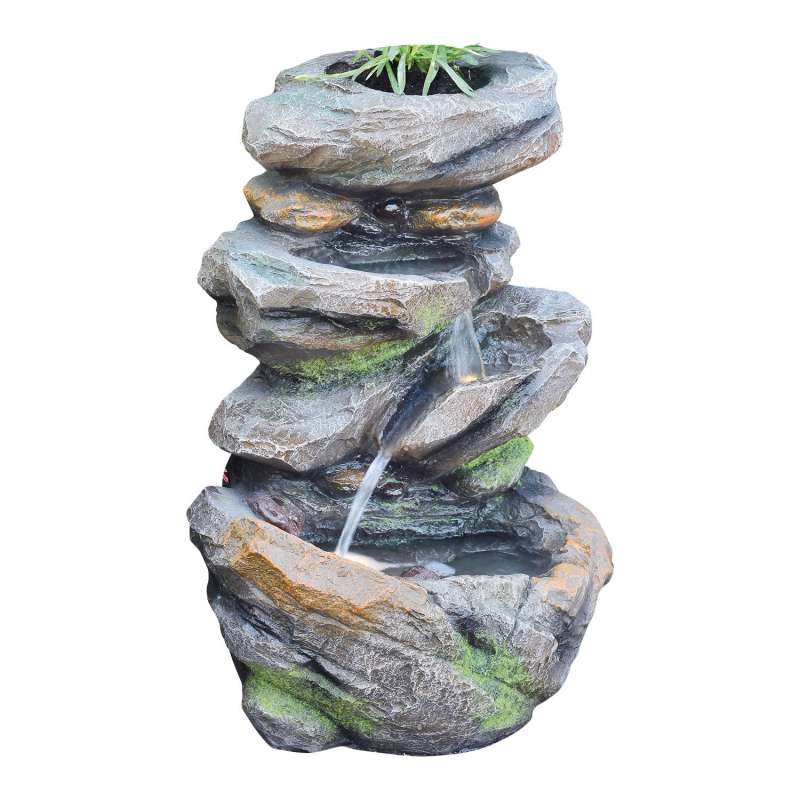Granimex Pelo Polystone Wassersäule mit Pumpe und LED-Beleuchtung Wasserspiel 33x20x49 cm