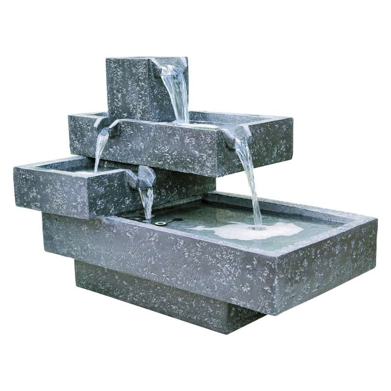Granimex Angulo Polystone Wasserfall mit Pumpe und LED-Beleuchtung Wasserspiel 79x48x46 cm