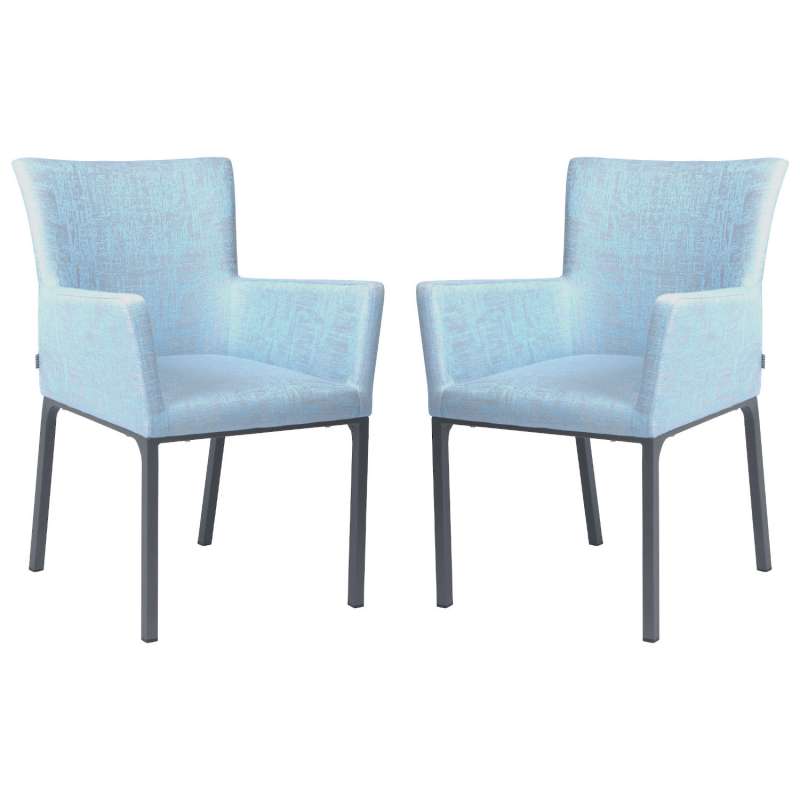 Stern 2er-Set Dining-Sessel Artus Aluminium anthrazit/ Outdoorstoff hellblau seidengrau Loungesessel