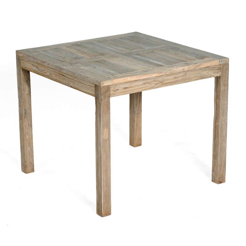 SunnySmart Teakholz-Gartentisch Wellington Old Teak grey-washed Tisch 90x90 cm
