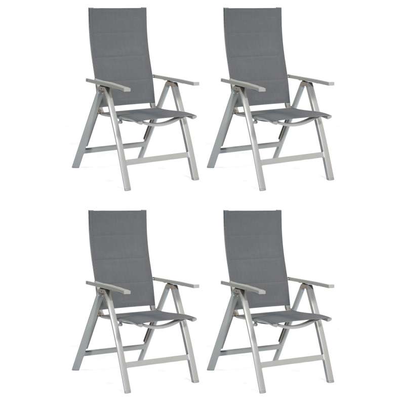 SunnySmart 4er-Set Garten-Klappsessel Concept Aluminium mit Polstertextilgewebe silber Gartenstuhl