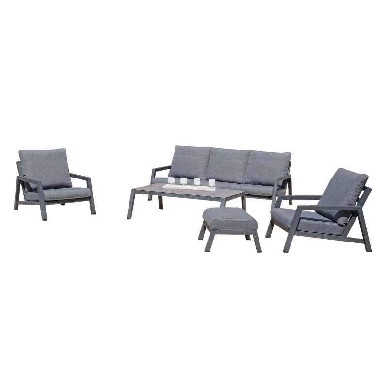 Sonnenpartner 5-teilige Lounge-Sitzgruppe Empire mit Tisch Aluminium anthrazit mit Kissen Loungegrup