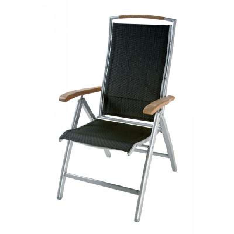 Inko Klappsessel Frisco Aluminium mit Textileen schwarz 5fach verstellbar