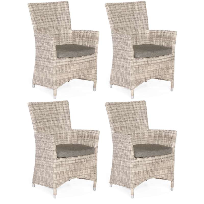Sonnenpartner 4er-Set Garten-Sessel Ikarus Aluminium mit Polyrattan white-coral Gartenstuhl