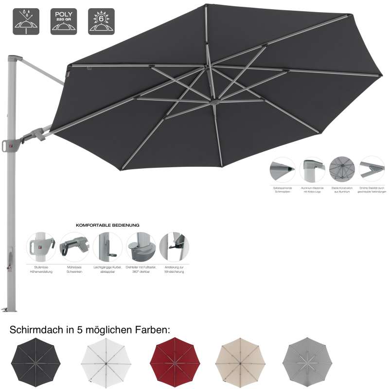 KNIRPS Pendular Ampelschirm ø 340 cm rund Sonnenschirm Pendelschirm 5 Farbvarianten