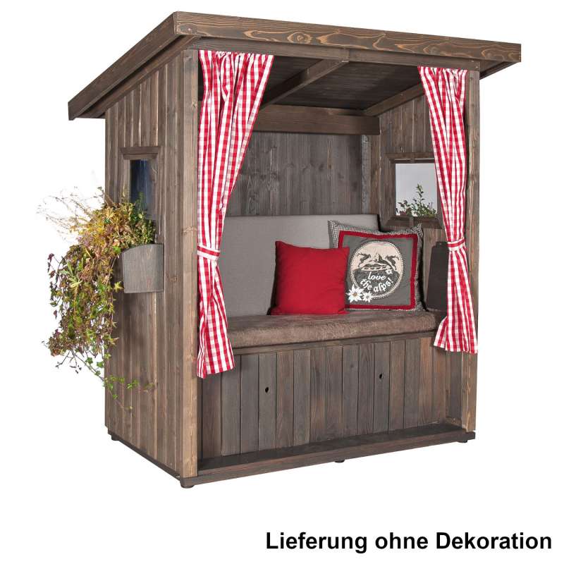 Sonnenpartner Outdoor-Lounge Hüttenliebe altholzgrau 174x166x118 cm mit Polstern Hütte