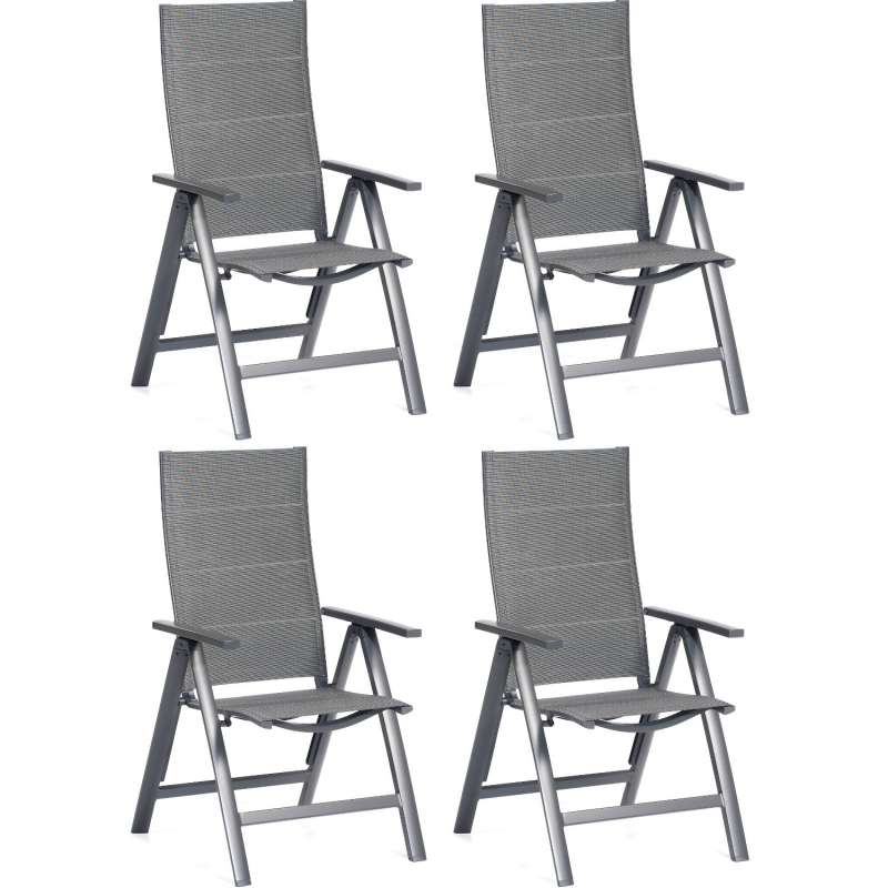 SunnySmart 4er-Set Garten-Klappsessel Concept Aluminium mit Polstertextilgewebe anthrazit Gartenstuh
