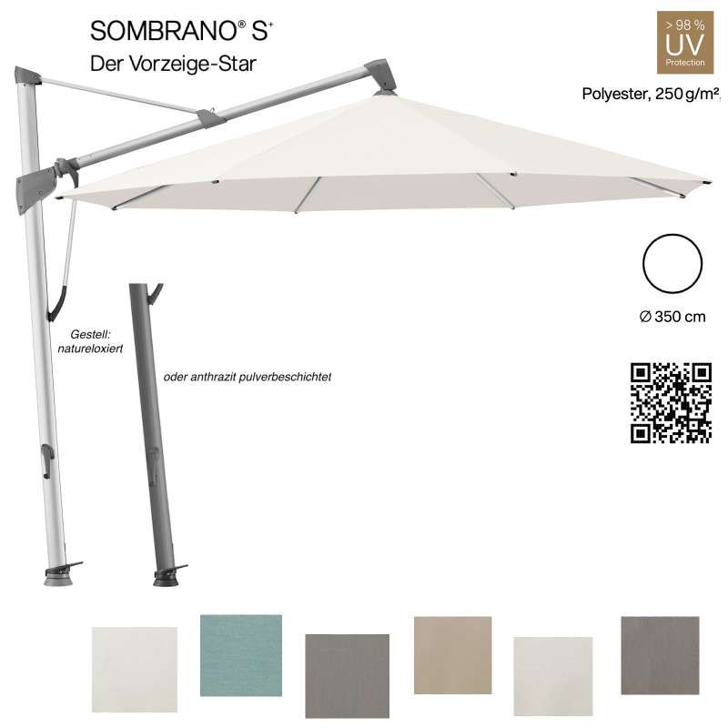 GLATZ Ampelschirm SOMBRANO® S+ rund ø 350 cm in 6 Farben Stoffklasse 4 Sonnenschirm