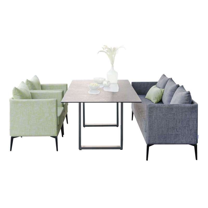 Stern 6-teilige Sitzgruppe Marta Aluminium/Outdoorstoff mit Tisch Silverstar 2.0 160x90 cm