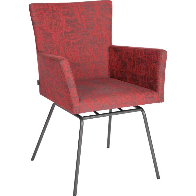 Stern Dining-Sessel Artus VIP Gestell Edelstahl anthrazit, Outdoorstoff rot/schiefergrau