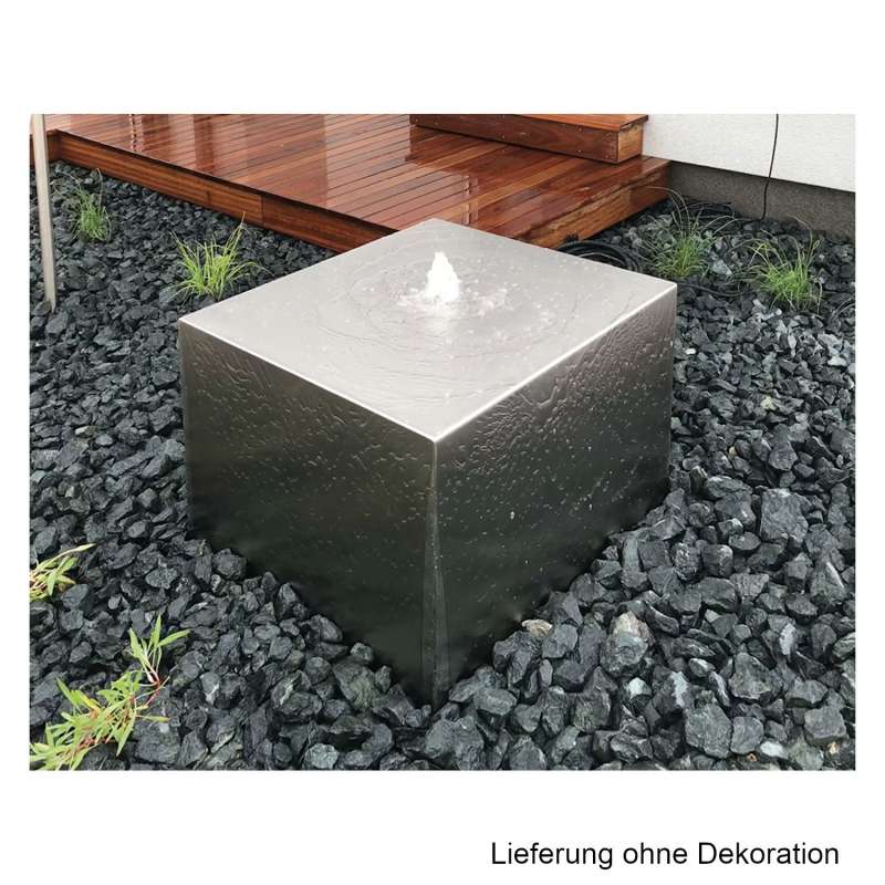 Mecondo CUBUS Quellwürfel 60x60x60 cm Wasserspiel mit LED Cortenstahl/Edelstahl/Aluminium