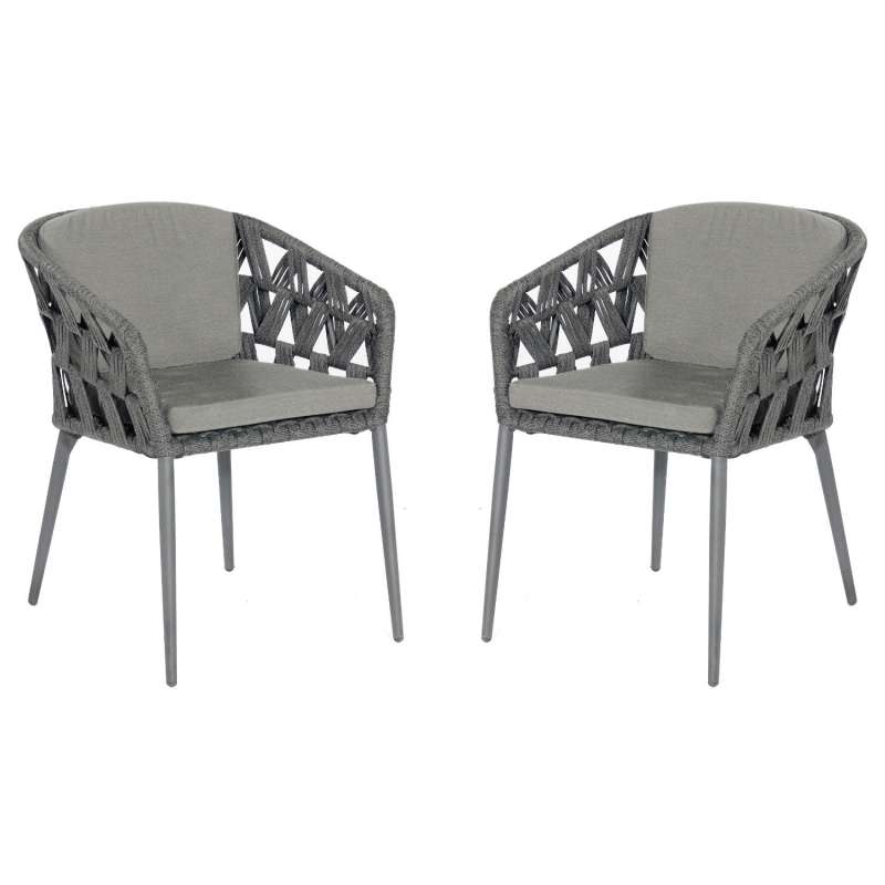 Sonnenpartner 2er-Set Gartensessel Fairmont Aluminium mit Polyrope schwarzgrau Gartenstuhl Sessel