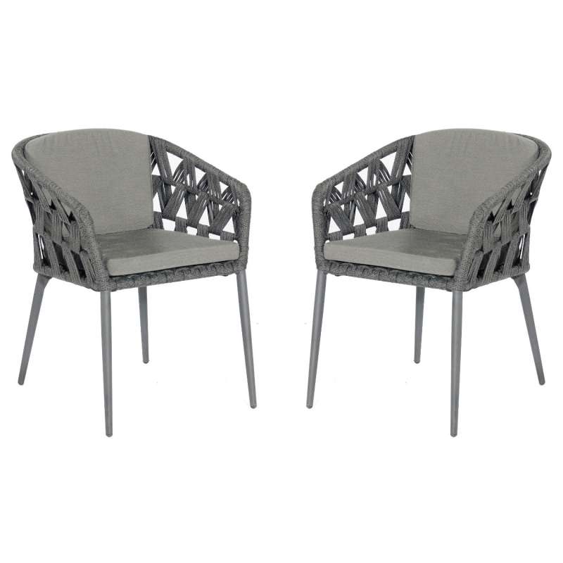 Sonnenpartner 2er-Set Gartensessel Fairmont Aluminium mit Polyrope schwarzgrau Gartenstuhl Sessel