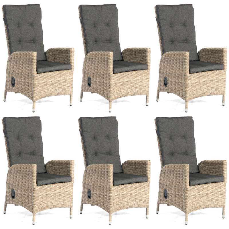 SunnySmart 6x Dining-Sessel Para-Basic Aluminium mit Kunststoffgeflecht sandstone