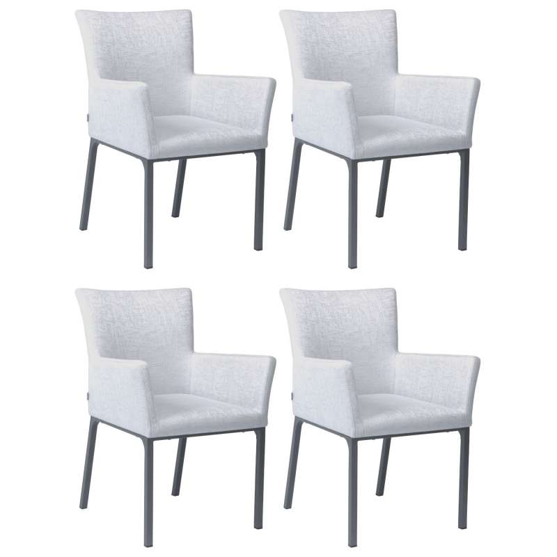 Stern 4er-Set Dining-Sessel Artus Aluminium anthrazit/ Outdoorstoff hellgrau seidengrau Loungesessel