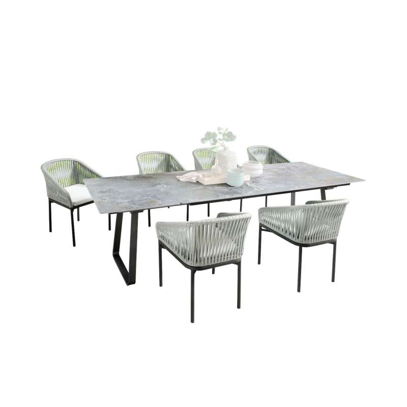 SIT Mobilia 7-tlg Sitzgruppe Vesuv Gamma/Basto Stahl anthrazit/Dekton 210/270x95 cm
