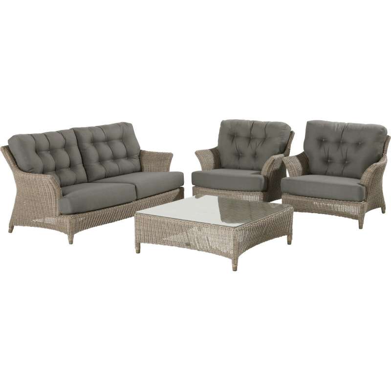 4Seasons Outdoor Valentine 4-teilige Sitzgruppe mit Kaffeetisch Polyrattan Pure