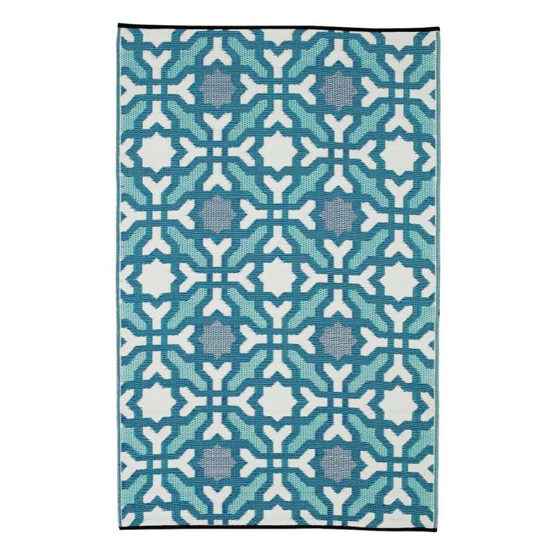 Fab Hab Outdoorteppich Seville Multicolor aus recyceltem Plastik blau 240x300 cm