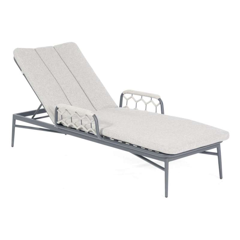Sonnenpartner Lounge-Liege Yale Aluminium mit Polyrope silbergrau mit Auflage Relaxsessel Gartenlieg