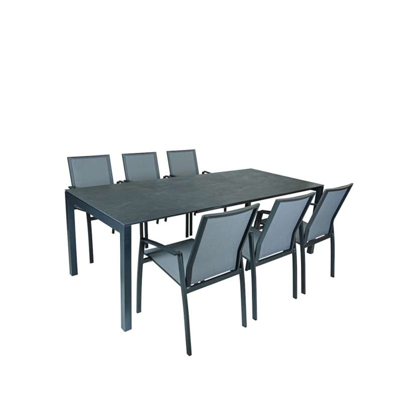 SIT Mobilia 7-tlg Sitzgruppe Etna/Argentina Alu anthrazit/Dekton 160/220x95 cm