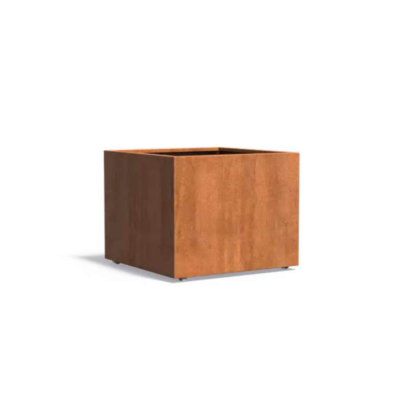 Adezz Pflanzgefäß Carrez mit Rollen aus Corten-Stahl Pflanzkübel 50x50x50 cm