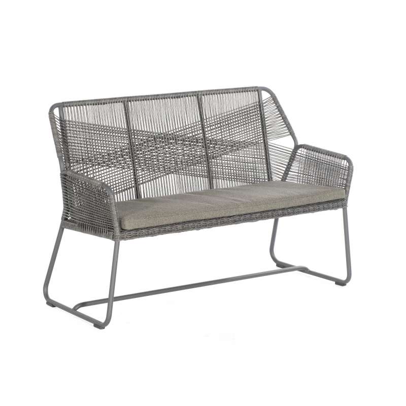 Sonnenpartner Bank 2-Sitzer Observer Alu/PE-Kunstoffgeflecht light-coal, inkl. Sitzkissen Copacabana