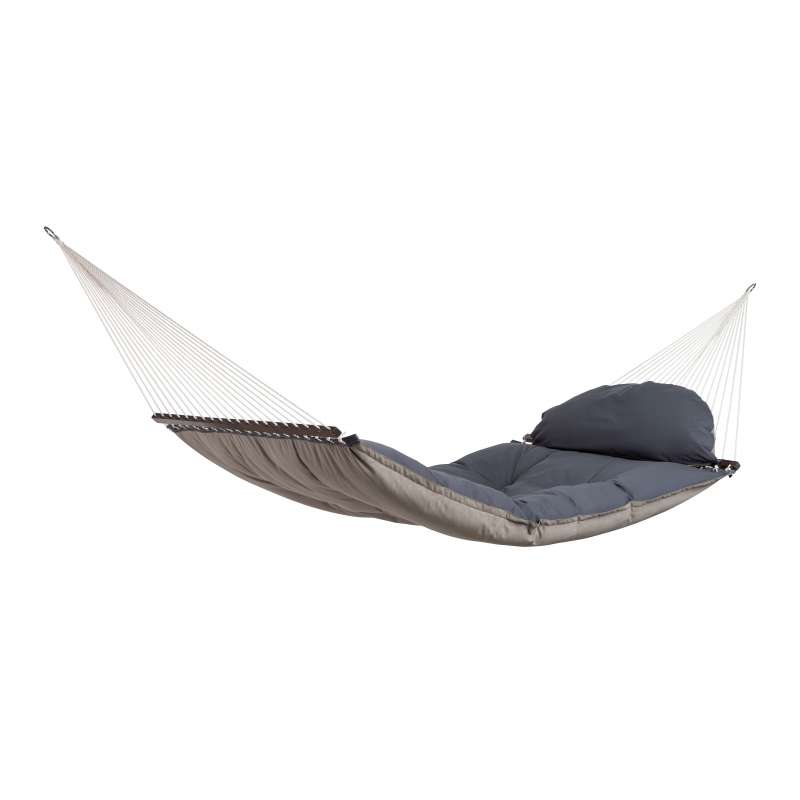 AMAZONAS XXL Stabhängematte Fat Hammock Taupe inkl. passendem Kissen ca. 187 - 237 x 146 cm