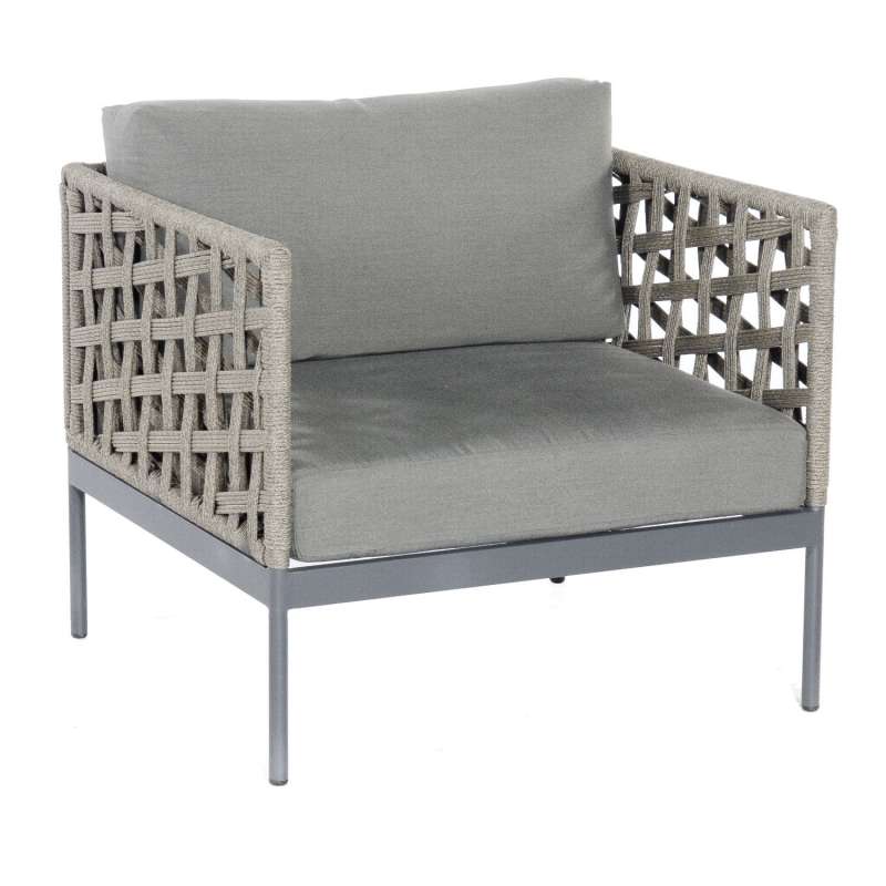 Sonnenpartner Lounge-Sessel Vogue Aluminium mit Polyrope grau Loungesessel