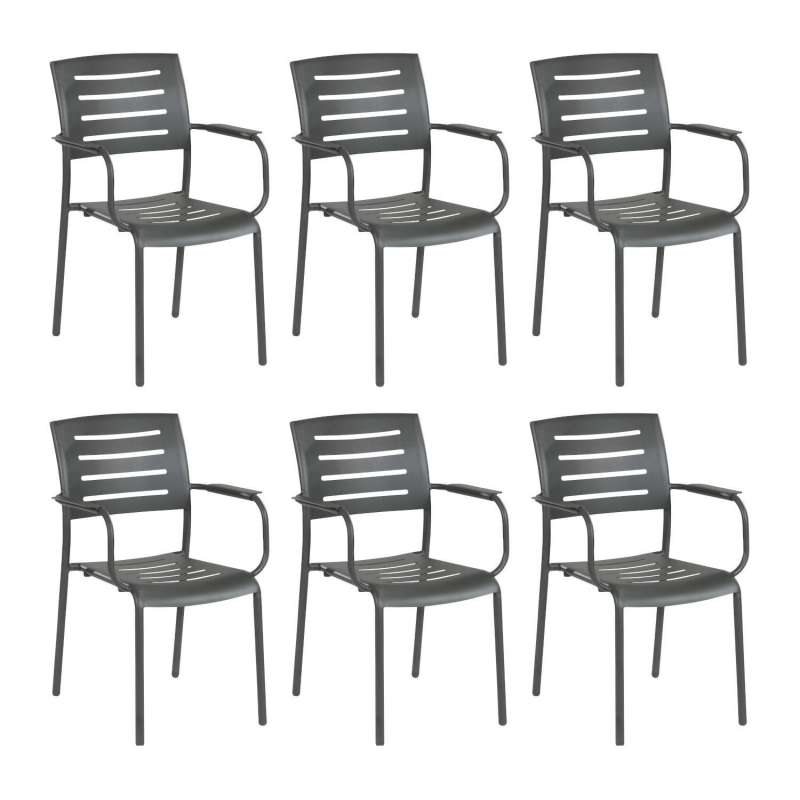 Inko 6er-Set Stapelstuhl Ronda Aluminium 61x57x85 cm stapelbar 3 Farben zur Auswahl