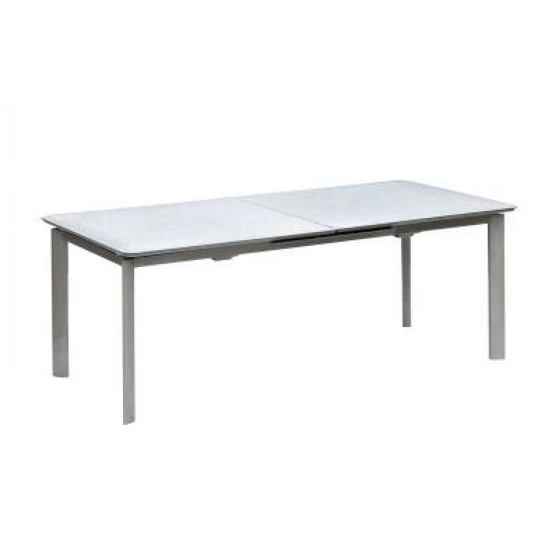 Inko Ausziehtisch Prada Alu Gestell taupe Tischplatte Glas Spraystone 260 x 105