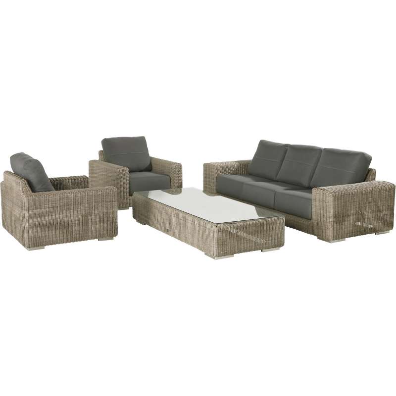 4Seasons Outdoor Kingston 4-teilige Loungegruppe mit Tisch Polyrattan Pure