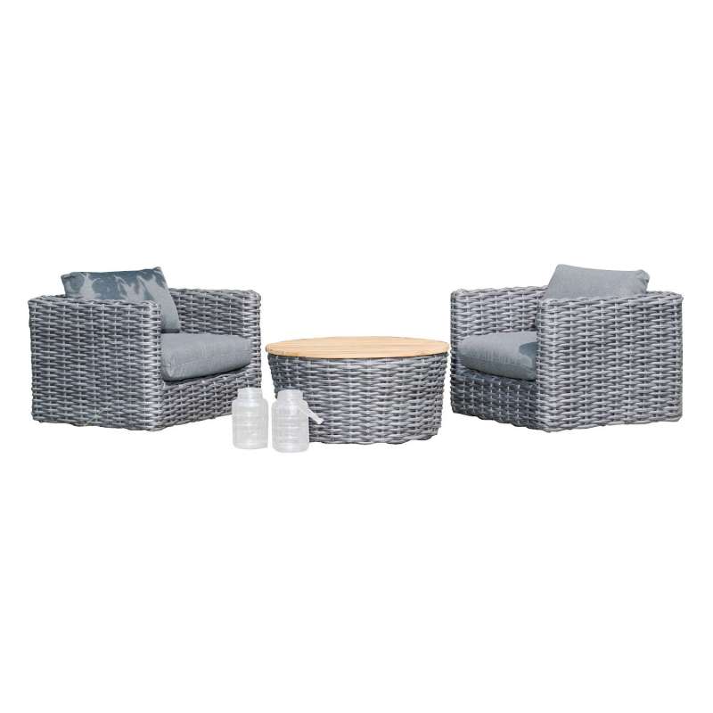 Sonnenpartner 3-teilige Lounge-Sitzgruppe Sands Aluminium mit Polyrattan charcoal Loungesitzgruppe