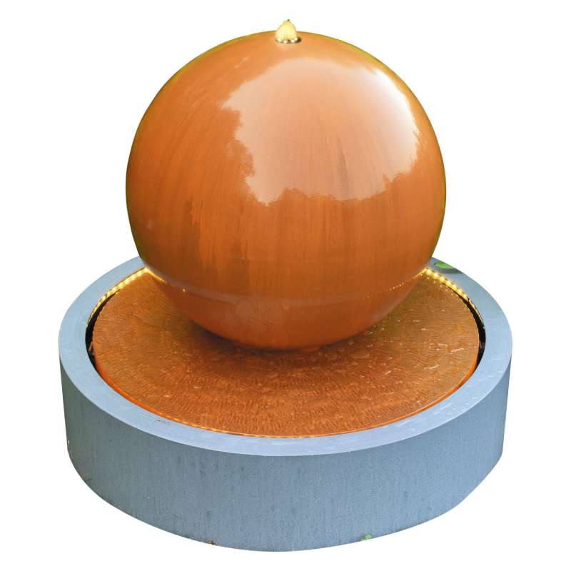 Granimex Saturn Zink-Wasserspiel Pumpe LED-Beleuchtung Brunnen D 60x54 cm