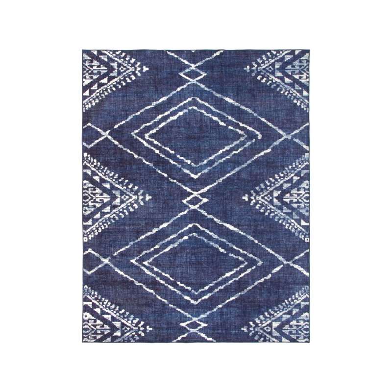 Fab Hab RealLife Teppich 225 x 285 cm Rug Moroccan Diamond Blue waschbar blau