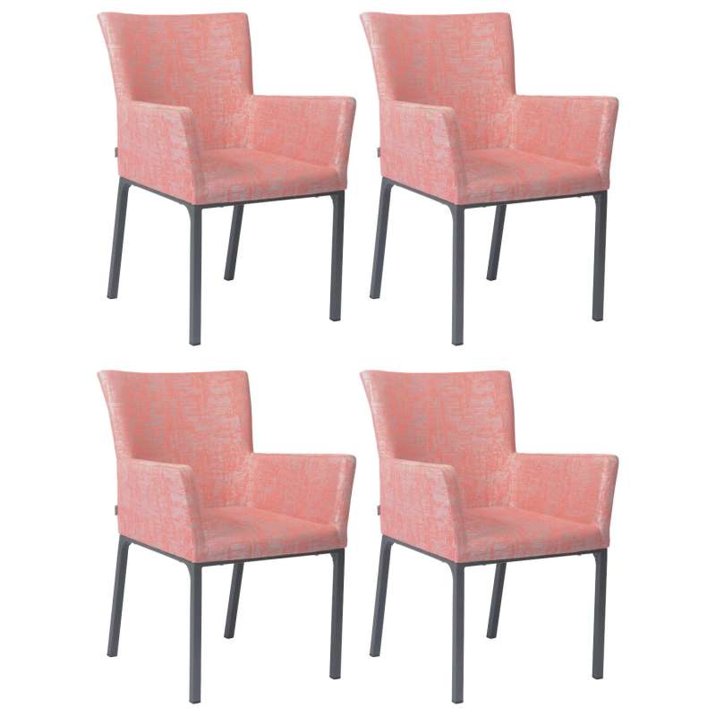 Stern 4er-Set Dining-Sessel Artus Aluminium anthrazit/ Outdoorstoff koralle seidengrau Loungesessel