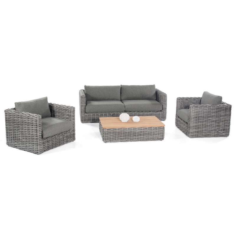 Sonnenpartner 4-teilige Lounge-Sitzgruppe Sands Aluminium mit Polyrattan charcoal Loungesitzgruppe