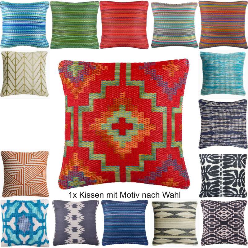 Fab Hab Outdoorkissen 51x51 cm aus recyceltem Plastik in 16 verschiedenen Designs Dekokissen