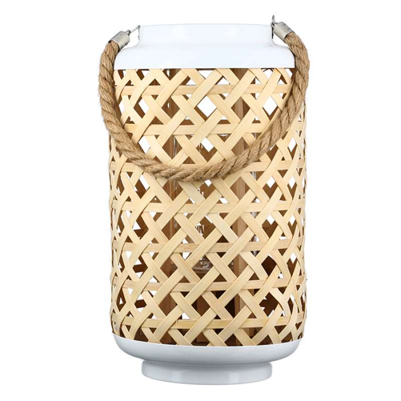 Casablanca Windlicht Native groß Metall weiß Holz Ø 21 cm