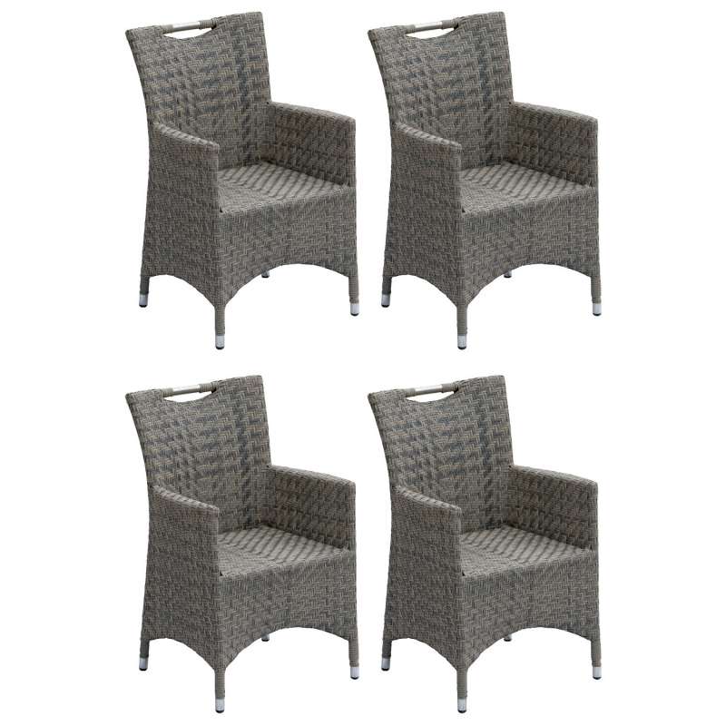 Inko 4er-Set Sessel Kent Aluminium/Geflecht grau Gartenstuhl 59x57x89 cm Polyrattan