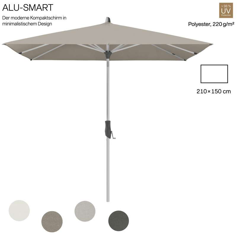 GLATZ Sonnenschirm ALUSMART rechteckig 210 x 150 cm in 4 Farben