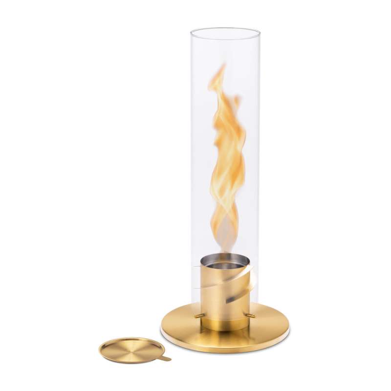 höfats Tischfeuer SPIN 120 gold Edelstahl/Glas Ø 23/12 cm Windlicht Gartenfackel