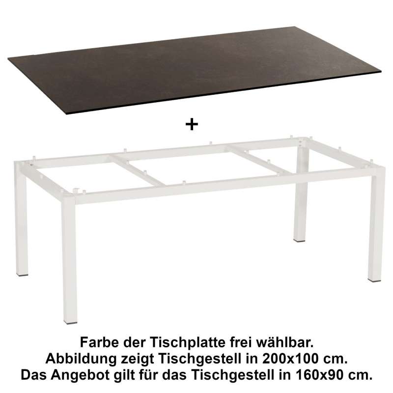 Sonnenpartner Gartentisch Base 160x90 cm Aluminium weiß Tischsystem